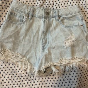 pacsun high rise jean shorts light blue
